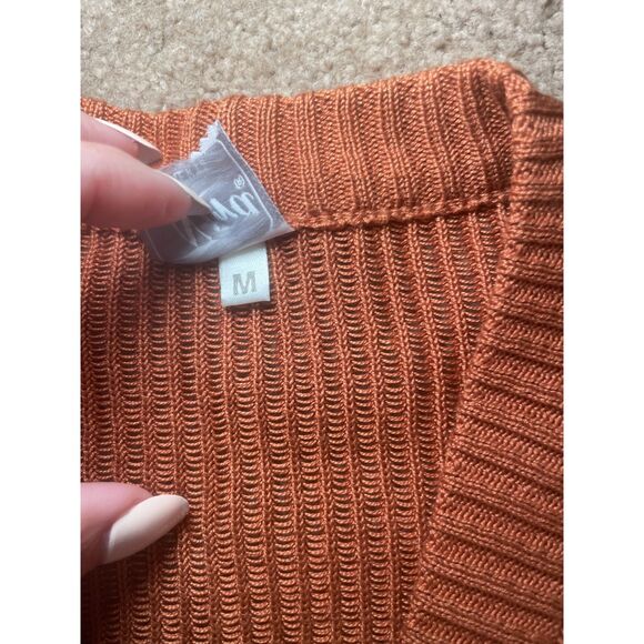 Ladies M V Neck Knee Length Ribbed Button‎ Cardigan Swirl Design Short Sleeve - Picture 6 of 12